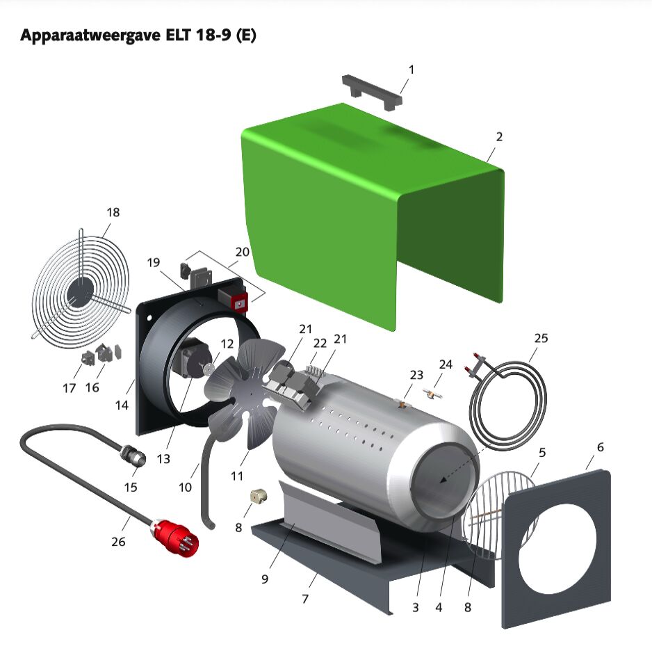 REMKO elektrische heater ELT 18-9 E - 18kW - RVS