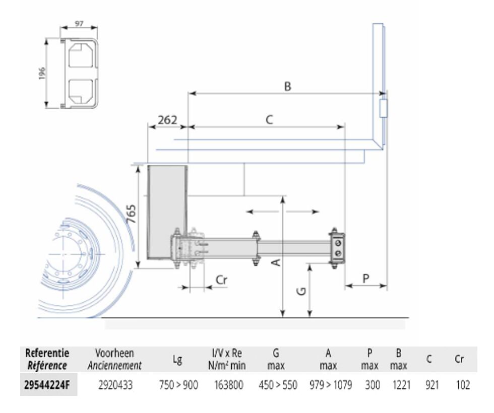 Pommier bumper XPAND P42F - hydraulic horizontal retractable - 921 mm - R58-03