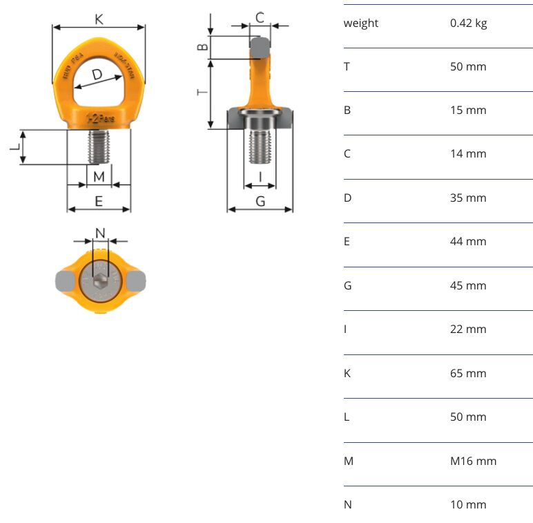 RUD PSA-Inox-star M16 - L = 50 mm - point d'ancrage pour protection antichute - 1-2 personnes