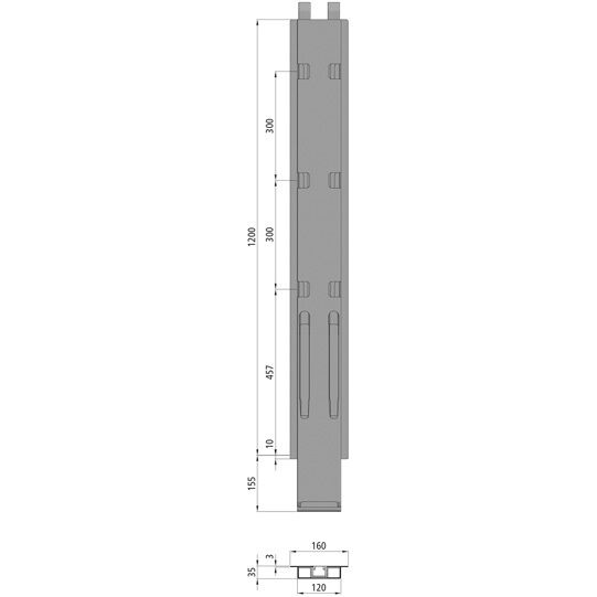 Kinnegrip K20 centre pillar - 1200 mm - with locator - KTL
