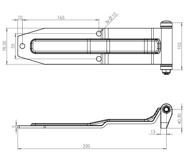 Rhiwa Quality ensemble de charnier pour porte de conteneur MK4 - galvanisé