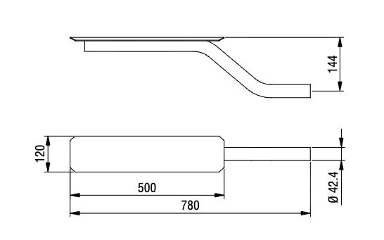 PWP mudguard bracket with curved pipe Ø 42.4 mm - for tandem mudguard - HDG