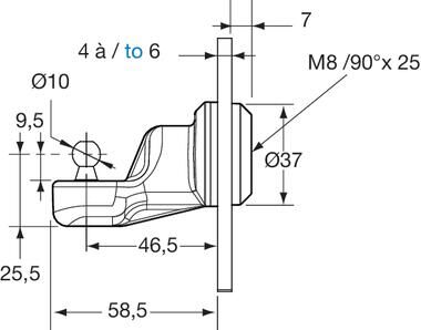 Pommier gas spring bracket - balll Ø 10 mm - plastic