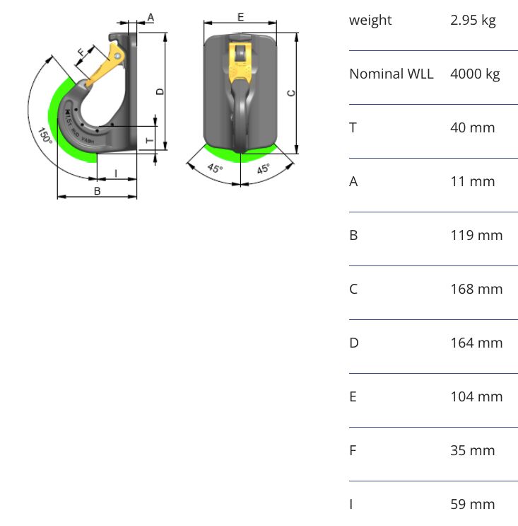 RUD weldable hook VABH-W - 4t
