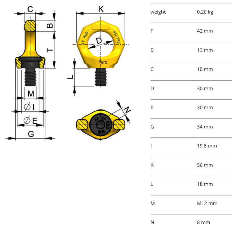 RUD PSA starpoint PSA-VRS M12 - fall protection anchorage point - 1 person