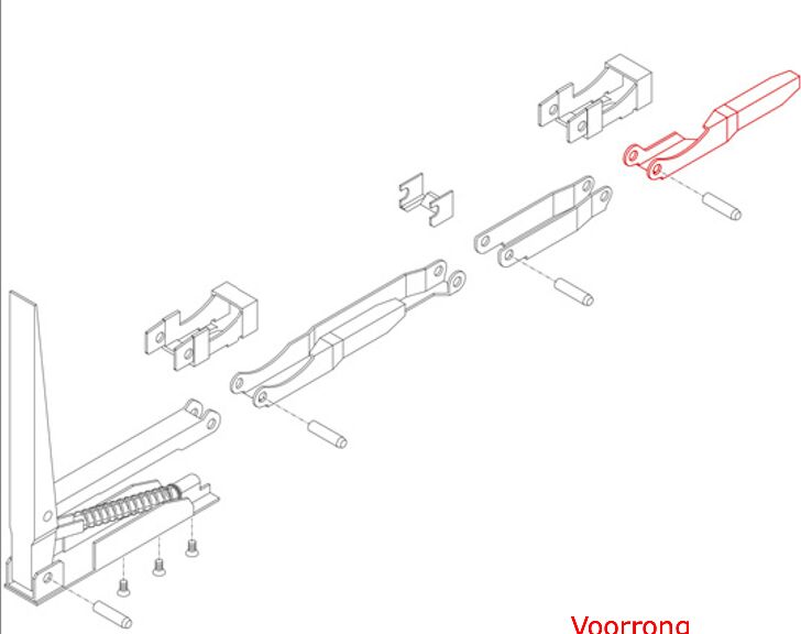 Kinnegrip K20 grendel klein - rechts - voor K20 rong - voor vergrendeling bovenaan