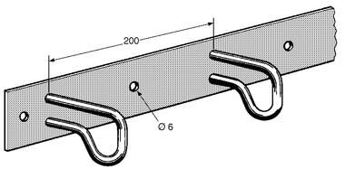Pommier lashing rail - 1050 mm - with offset rings - zinc plated