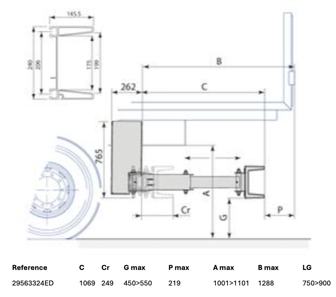 Pommier bumper E-XPAND P33E - electric horizontal retractable - 1069 mm - R58-03