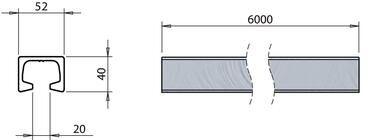 Pommier rail C-profile - length 7 meter - for meat rail system - aluminum