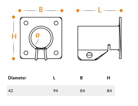 Takler mounting bracket Ø 42 mm - for support 1341648 - zinc-plated