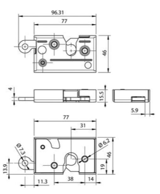 Pommier cabineslot - links  - enkelvoudig - zink-nikkel gepassiveerd staal
