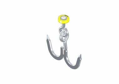 Pommier meat hook double for rail - stainless steel