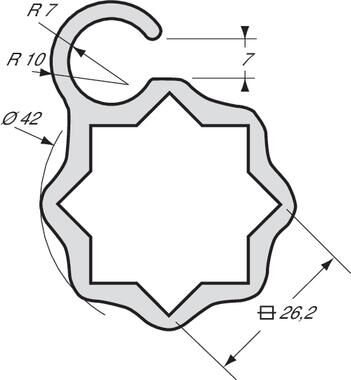 Pommier opspanbuis - vierkant aansluiting - lengte 3250 mm - aluminium