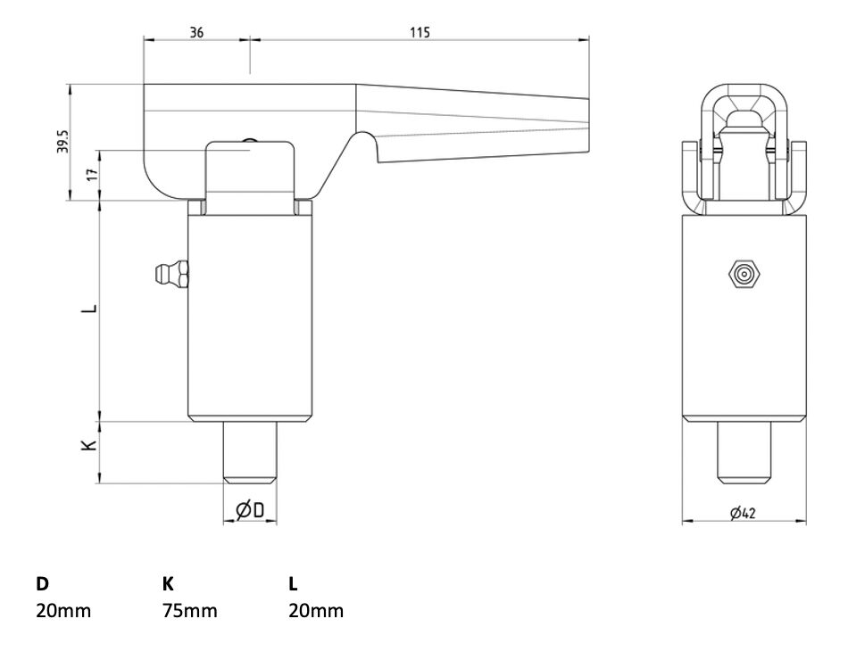 Rhiwa Quality outrigger lock pin Ø 20 mm (1650521), Rhiwa Quality To be processed Imbema