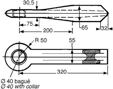 Pommier anneau de remorquage Ø 40 mm - raccord à souder - 55 x 65 mm - acier