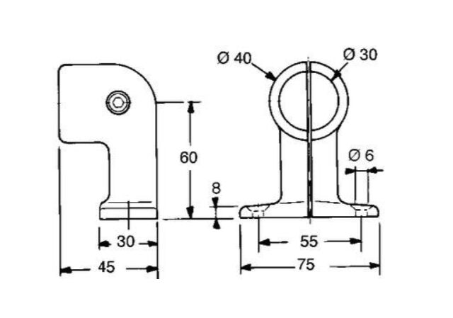 Pommier support pour tube de coulée Ø 30 mm - aluminium - époxy gris
