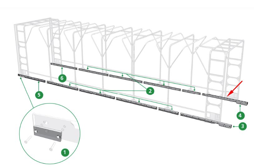 Edscha end rail - right - for Edscha sliding bow roof from 2008