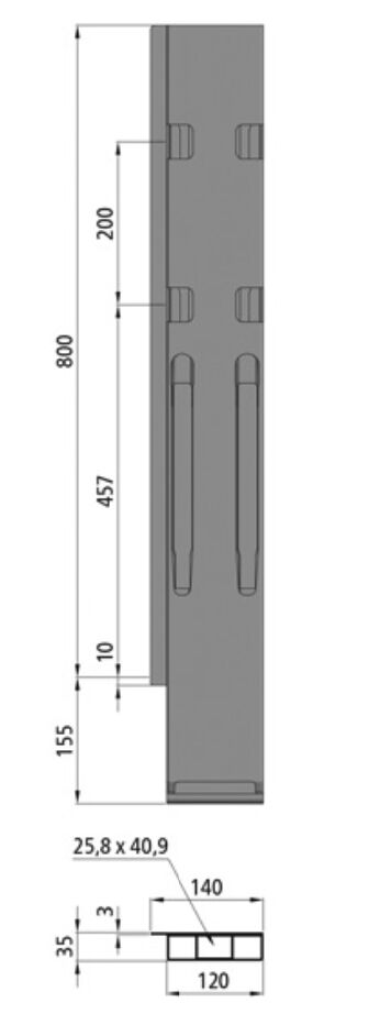 Kinnegrip K20 rear pillar - 800 mm - left - with fastener - microZINQ® 5