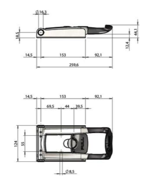 Pommier handle Torseo pull 16 UL-X-HMO - Ø 16 mm - stainless steel - with remote