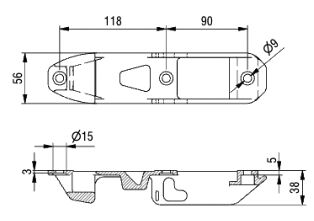 PWP coupling plate - for Boxer II handle - stainless steel