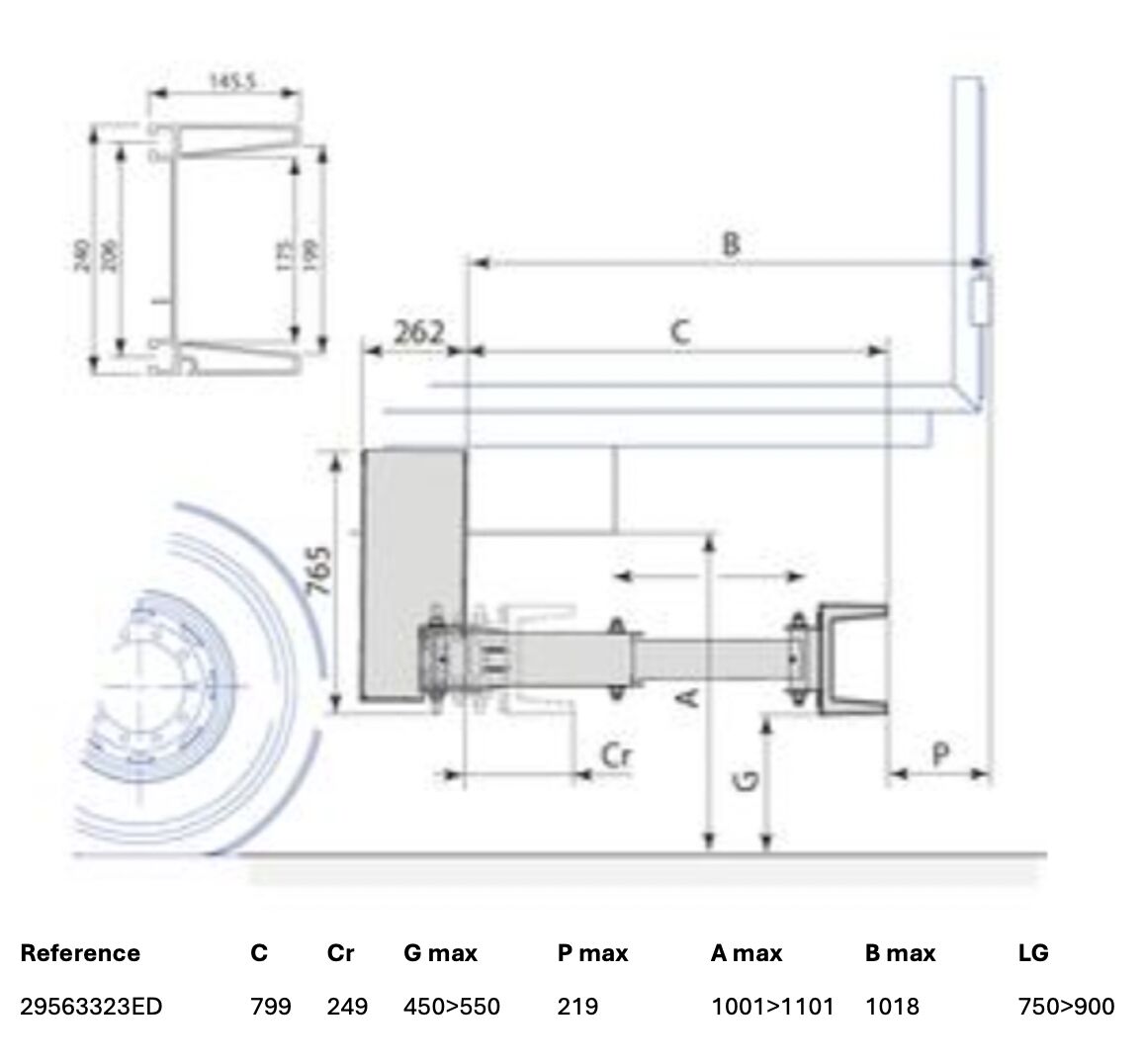 Pommier bumper E-XPAND P33E - electric horizontal retractable - 799 mm - R58-03
