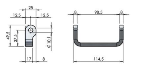 Pommier hinge trestle - weld-on - for hinge plate width 98 mm - stainless steel