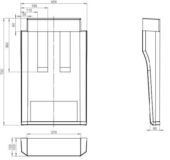 Parlok spatbak 450 x 730 mm (BxH) - HDPE