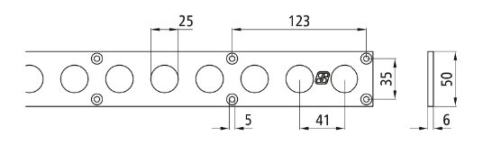Rhiwa Quality ankerrail - vloerstrip gat Ø 25 mm - 2990 mm