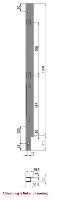 Kinnegrip K20 front pillar - 1000 mm - right - screw model - microZINQ® 5