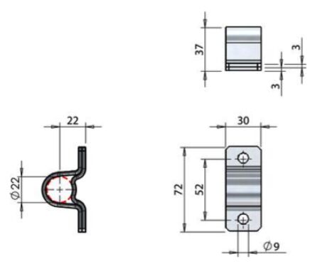 Pommier stanggeleider - voor sluiting Ø 22 mm - hoog 30 mm - verzinkt