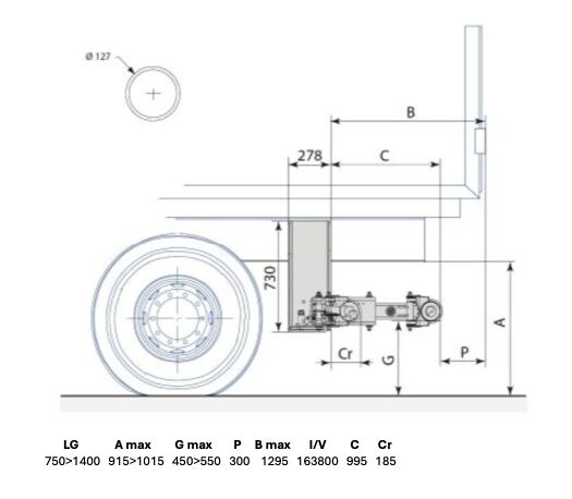 Pommier stootbalk XFOLD P94 - manueel horizontaal in/uittrekbaar - slag 810 mm - R58-03