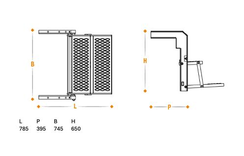 Takler folding ladder - 2 steps - 650 x 745 mm (HxW) - with wide steps