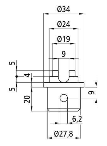 Rhiwa Quality einddop ladingstang - Ø 34 mm - combitap 19/24mm met gleuf - verzinkt