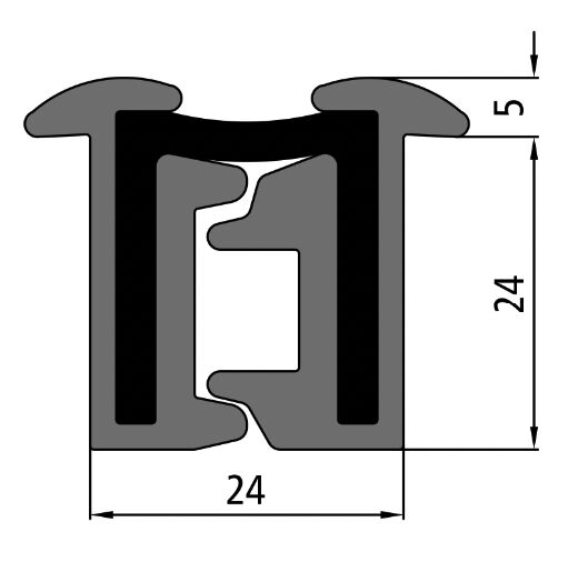 Rhiwa Quality charnière Alurub 24/2700 mm - 180°
