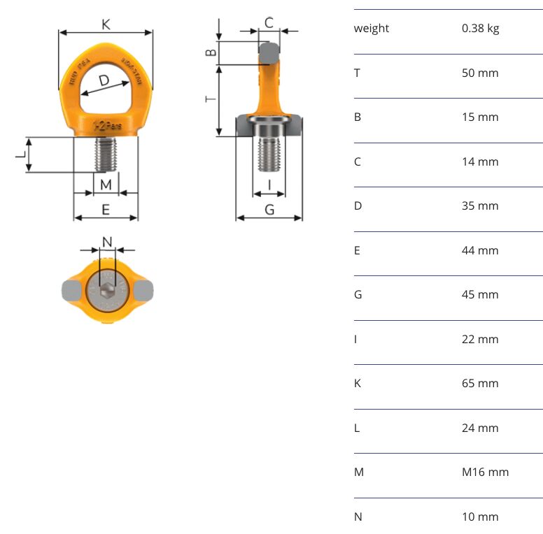 RUD PSA-Inox-star M16 - fall protection anchorage point - 1-2 persons