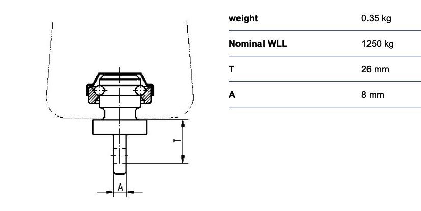 RUD swivel adapter for hoists HWA-8-DK-1250