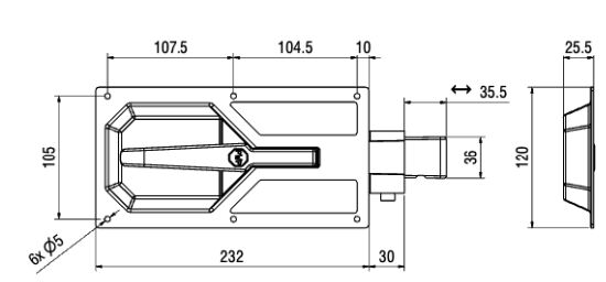 PWP inbouwsluiting - 262 x 120 x 25,5 mm - aluminium