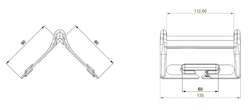 Rhiwa Quality rand beschermingshoek 90 x 90 x 135 mm met bandbegeleiding
