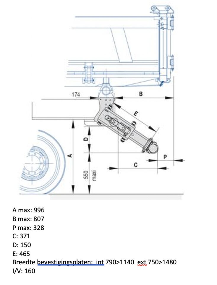 Pommier bumper BAB - hydraulic angle retractable - stroke 371 mm - R58-02