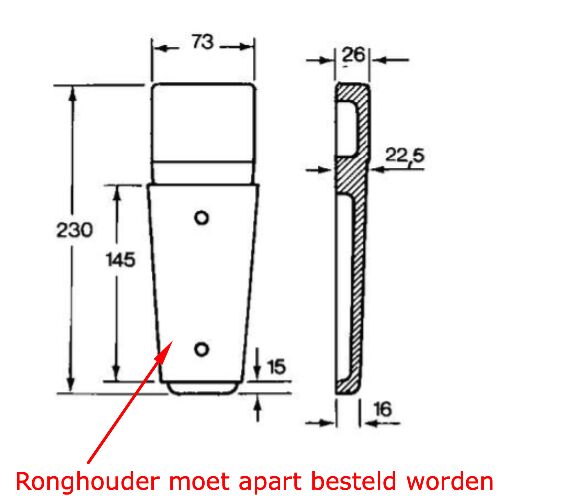 Pommier konische rong - 230 x 73 mm (LxB) - staal