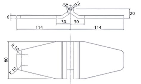 Rhiwa Quality charnière de porte latérale papillon - 228 x 80 mm - diamètre 28 mm - galvanisée