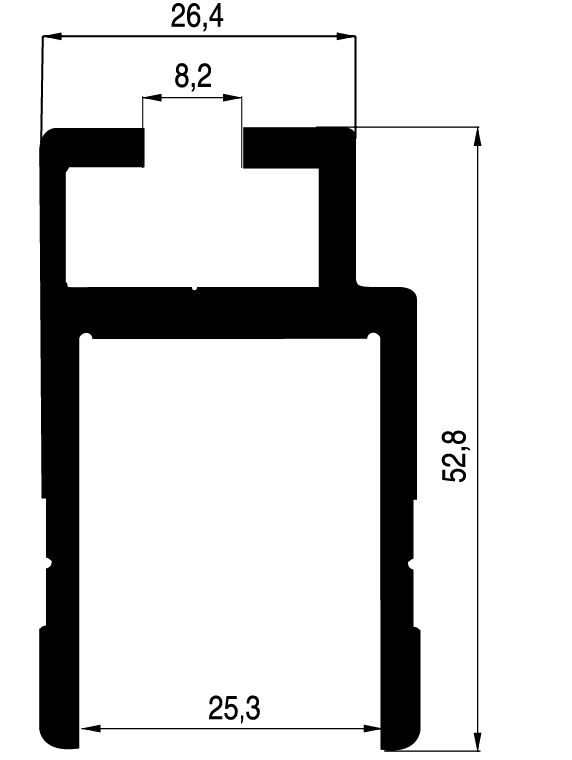 Rhiwa Quality profilé de porte 25 mm - longueur 6 mètres - aluminium