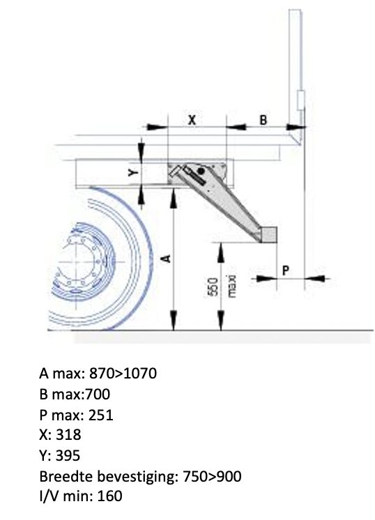 Pommier stootbalk BA - hefbaar - lange draagarmen - aluminium balk -  R58-02