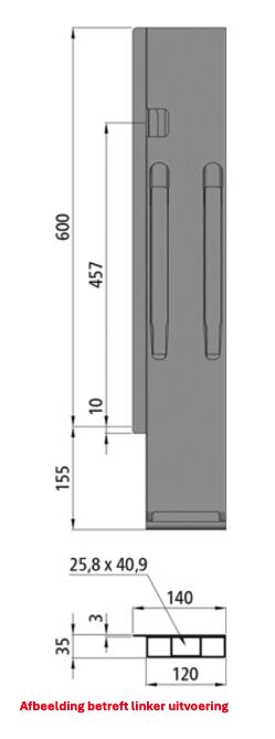 Kinnegrip k20 montage arrière - 600 mm - à droite - microZINQ® 5