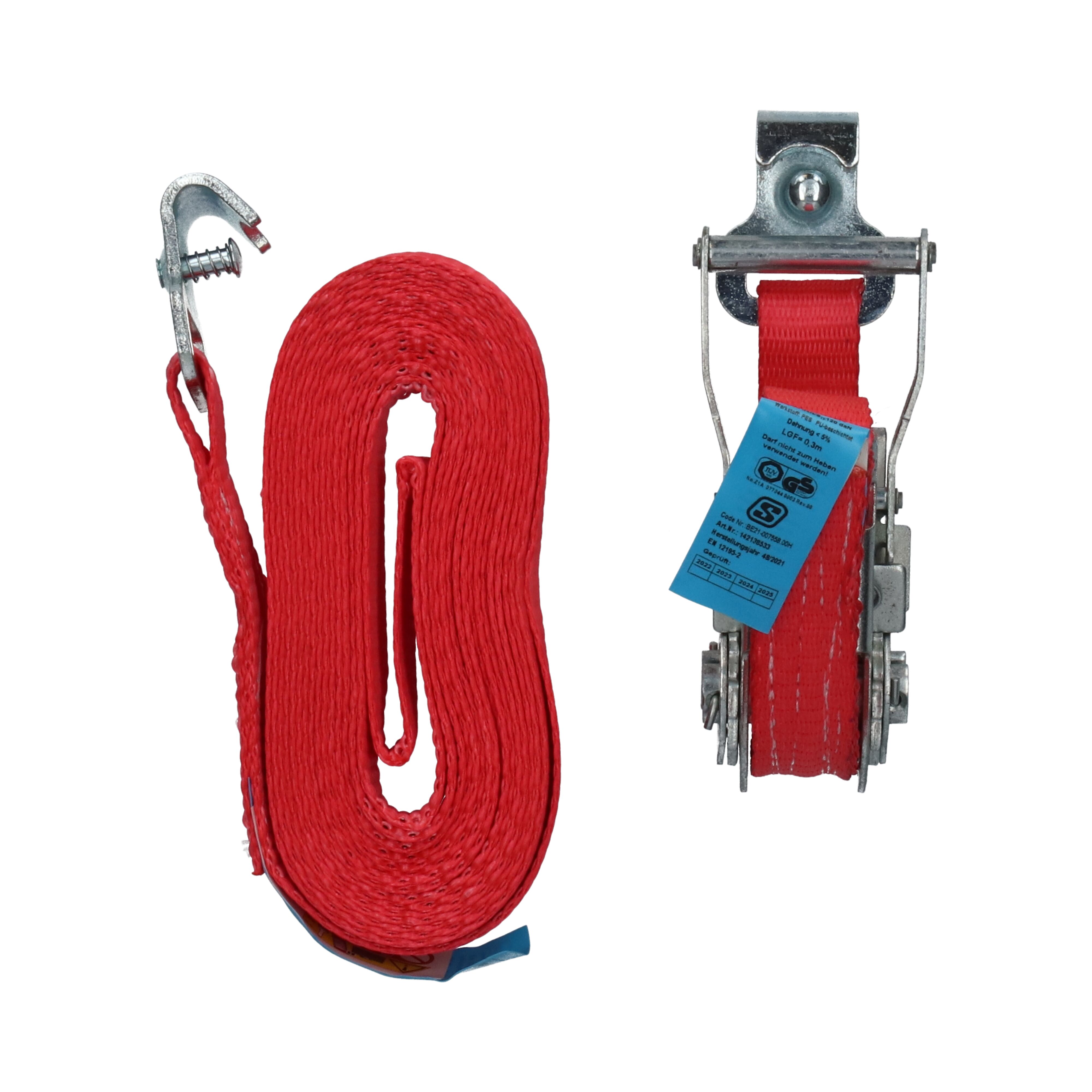 Rhiwa Quality sjorband 25 mm - met ratelsluiting en platte haak - 6000 mm