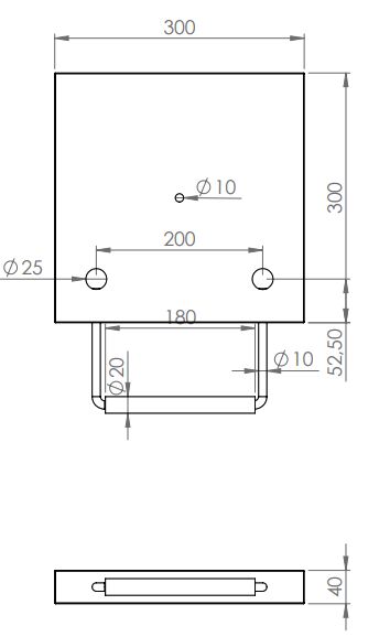 Rhiwa Quality plaque de frappe 300 x 300 x 40 mm