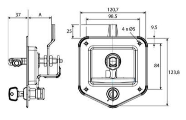 Pommier drop-T slot - 3-weg - verstelbaar 12-30 mm - met gelijke sleutels - RVS