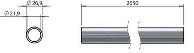 Pommier buis Ø 26,9 mm - lengte 2650 mm - RVS