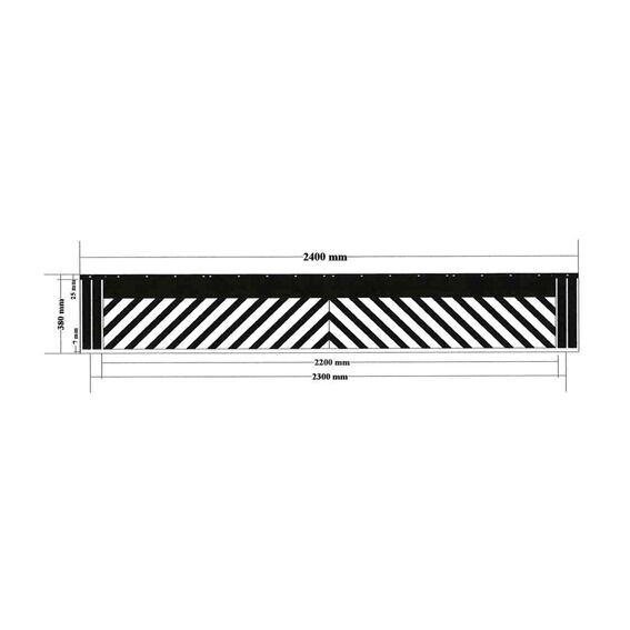 Rhiwa Quality mudflap 2400 x 380 mm - 2-parts - striped - incl. mounting material