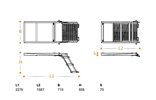 Takler pull out ladder - 4 steps - 1587 x 715 mm (LxW) - HDG